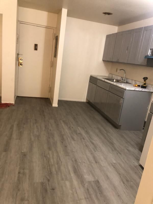 Modern studio apartment kitchen